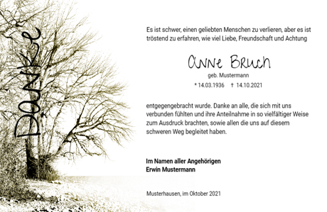 Trauerdanksagung Winterbaum